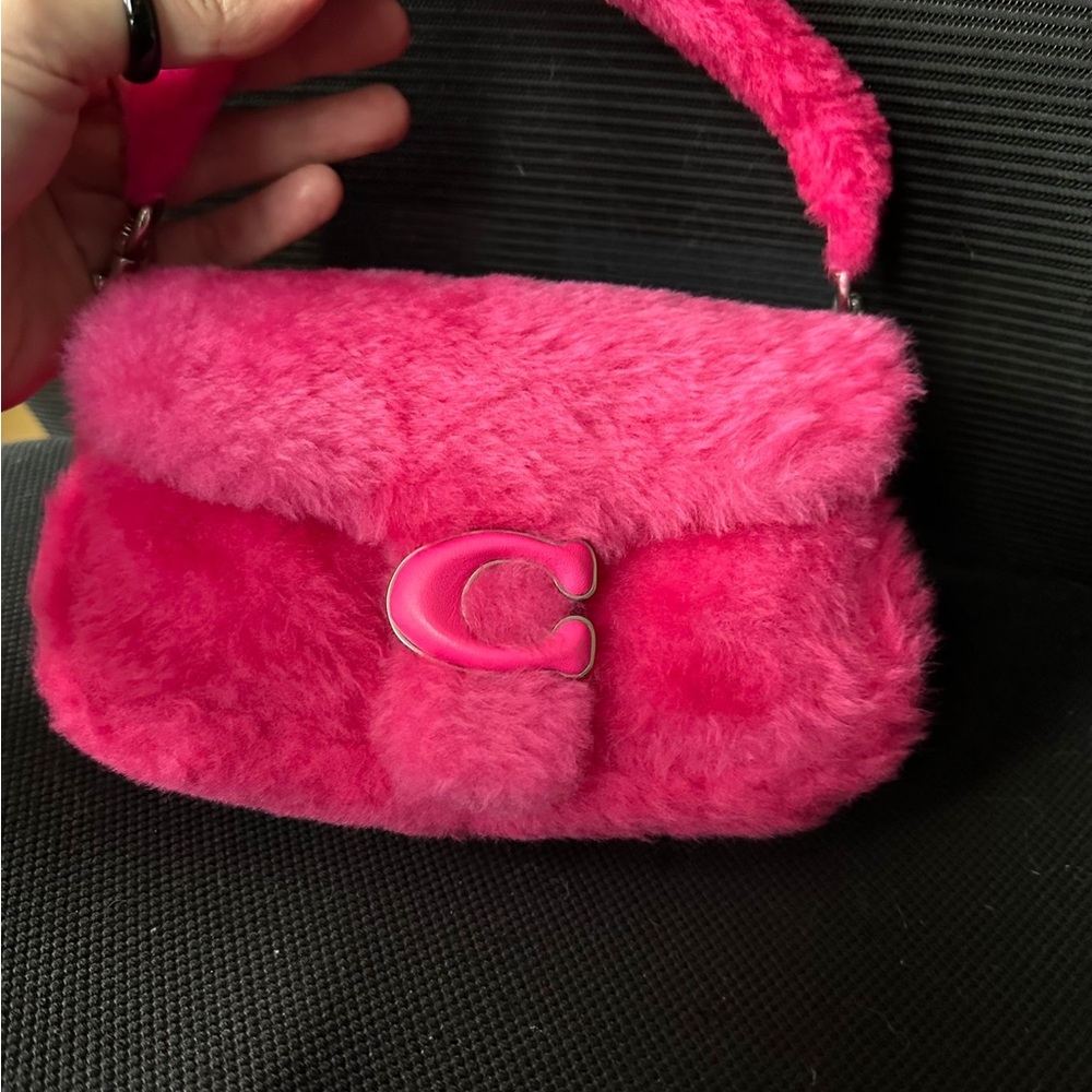 Coach Hot Pink Fuzzy Bag with C Logo